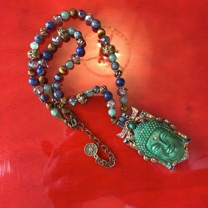 🪷Sweet Romance Multicolor Beaded Necklace with Green Pendant
